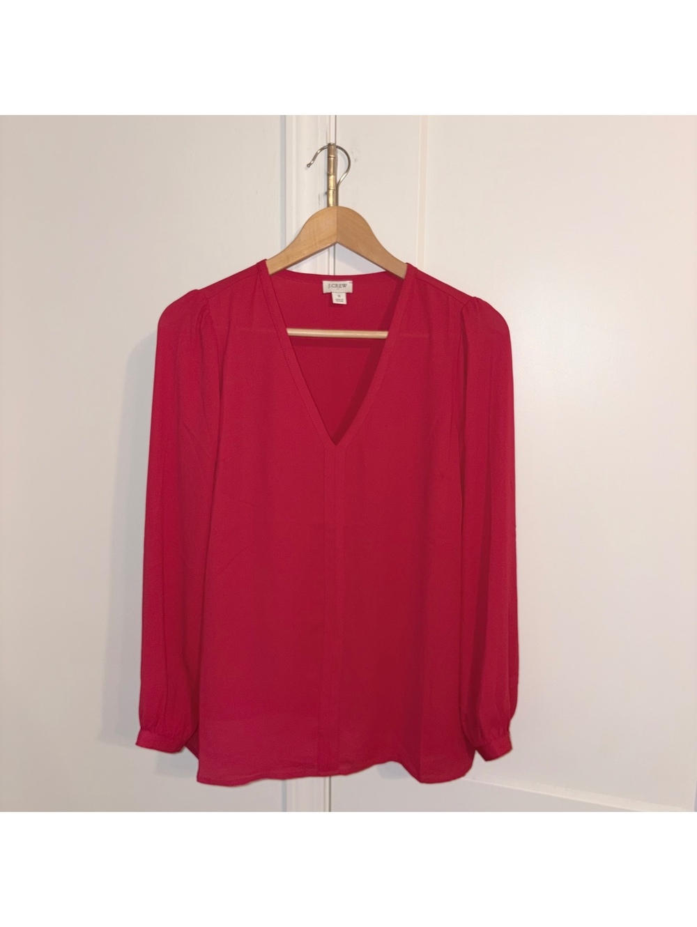 J.Crew $118 Woman’s S pink long sleeve Formal Or Casual V-neck blouse